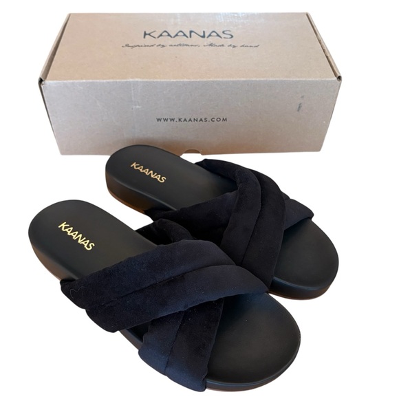 Anthropologie Shoes - Kaanas Sintra NEW Black Fuzzy Slide Wedge Sandals Plush  NEW luxe high quality